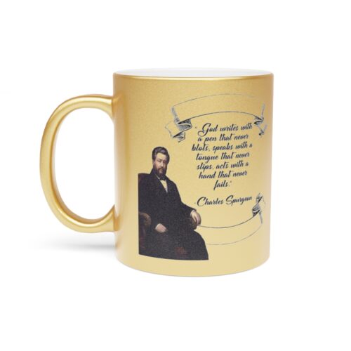 God Writes with a Pen That Never Blots - Spurgeon - Metallic Mug (SilverGold)