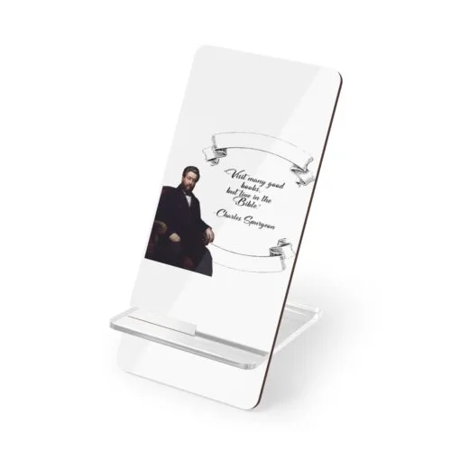 Visit Many Good Books - Spurgeon - White Mobile Display Stand for Smartphones