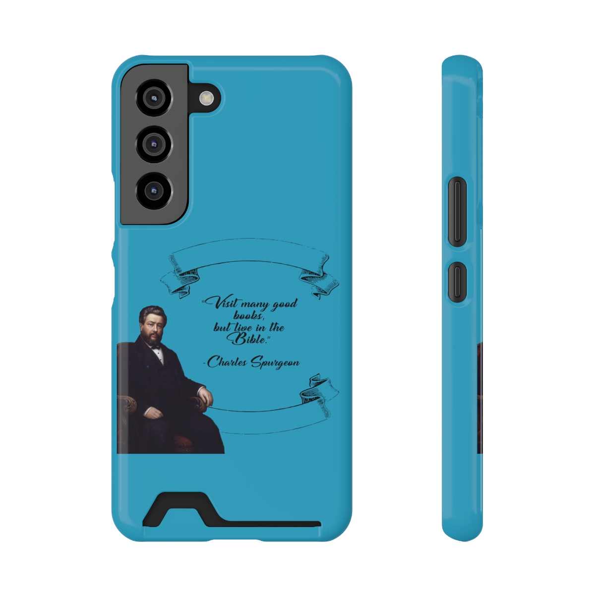 Spurgeon - Visit Many Good Books - Turquoise Samsung Galaxy S21- S22 Case with Card Holder