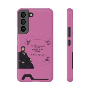 spurgeon-visit-many-good-books-pink-samsung-galaxy-s21-s22-case-with-card-holder