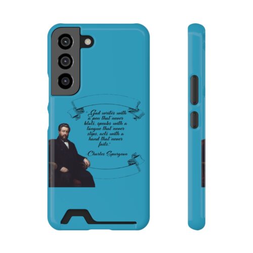 Spurgeon - God Writes with a Pen that Never Blots - Turquoise Samsung Galaxy S21- S22 Case with Card Holder