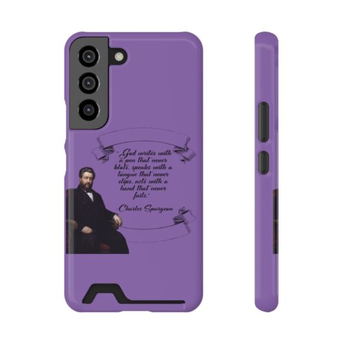 Spurgeon - God Writes with a Pen that Never Blots - Purple Samsung Galaxy S21- S22 Case with Card Holder