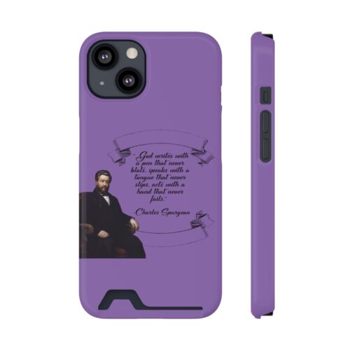 Spurgeon - God Writes with a Pen that Never Blots - Purple iPhone 13 Case with Card Holder
