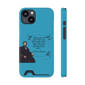 spurgeon-god-writes-with-a-pen-that-never-blots-turquoise-iphone-13-case-with-card-holder
