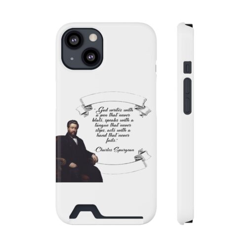Spurgeon - God Writes with a Pen that Never Blots - White iPhone 13 Case with Card Holder