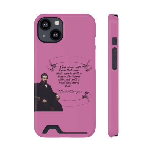Spurgeon - God Writes with a Pen that Never Blots - Pink iPhone 13 Case with Card Holder
