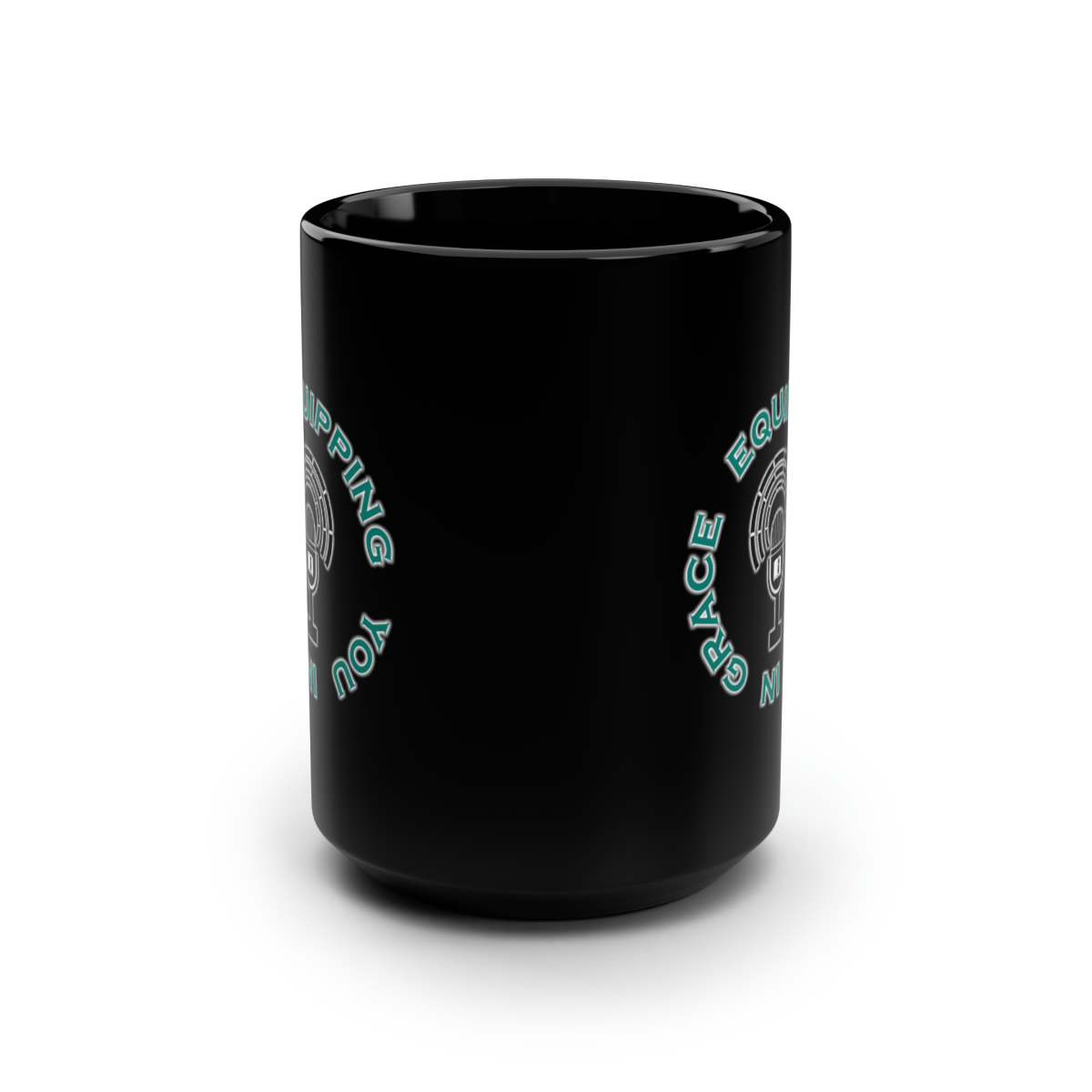 Equipping You in Grace Black Mug, 15oz