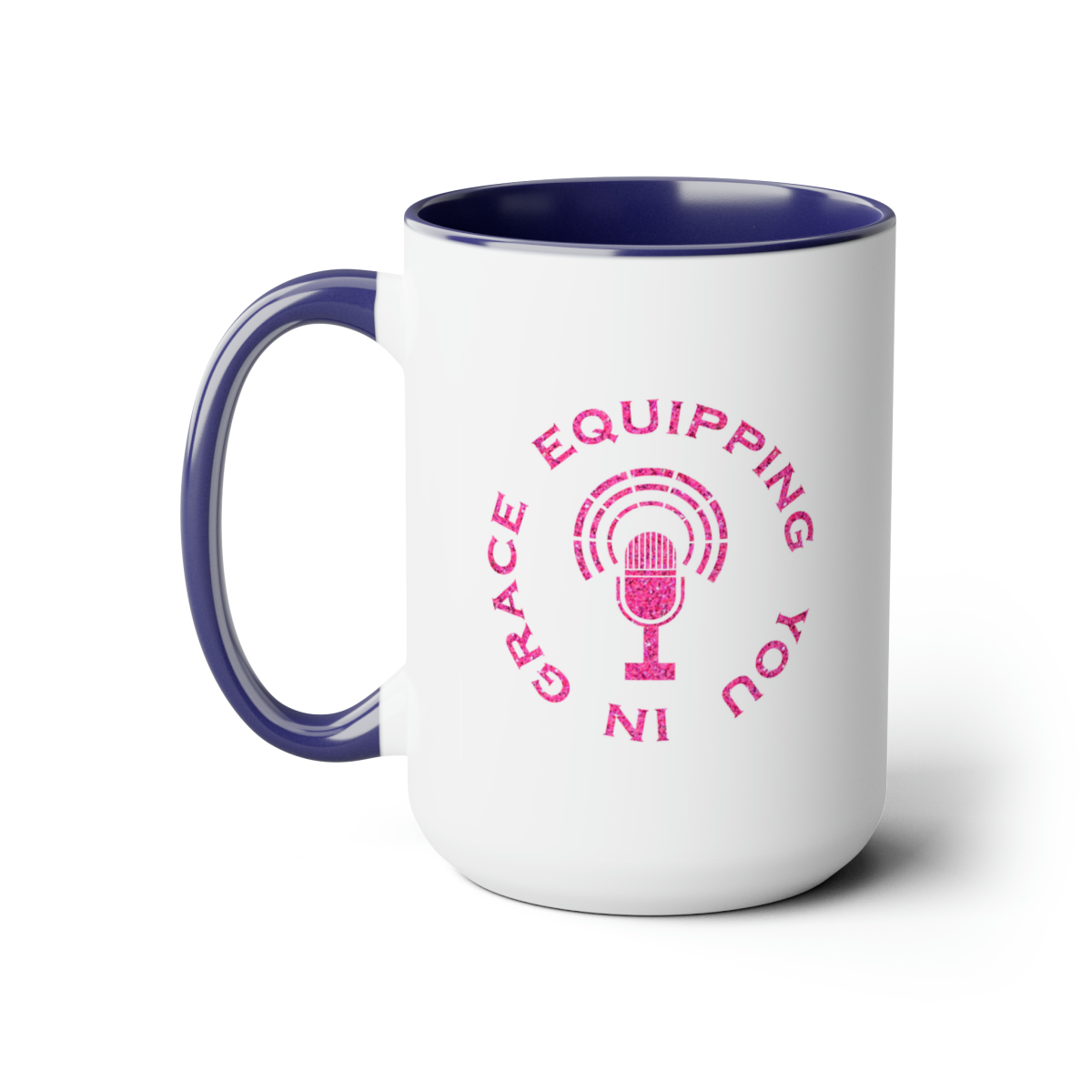 Equipping You in Grace - Hot Pink Glitter - Two-Tone Coffee Mugs, 15oz