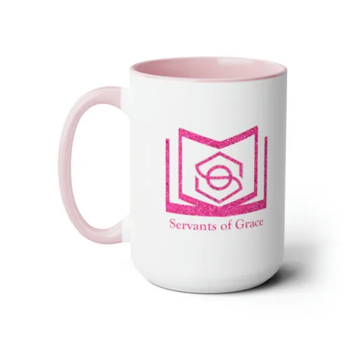 Servants of Grace - Hot Pink Glitter - Two-Tone Coffee Mugs, 15oz