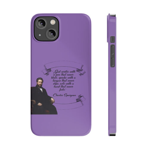 Spurgeon - God Writes with a Pen that Never Blots - Purple iPhone Slim Phone Case Options