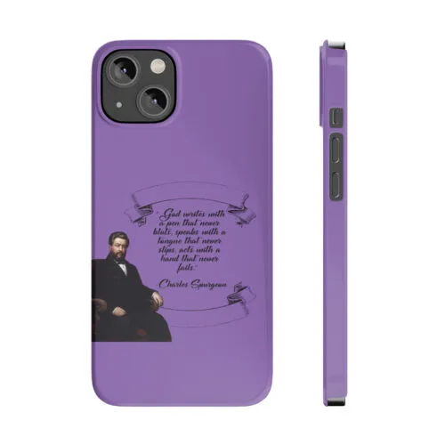 Spurgeon - God Writes with a Pen that Never Blots - Purple iPhone Slim Phone Case Options