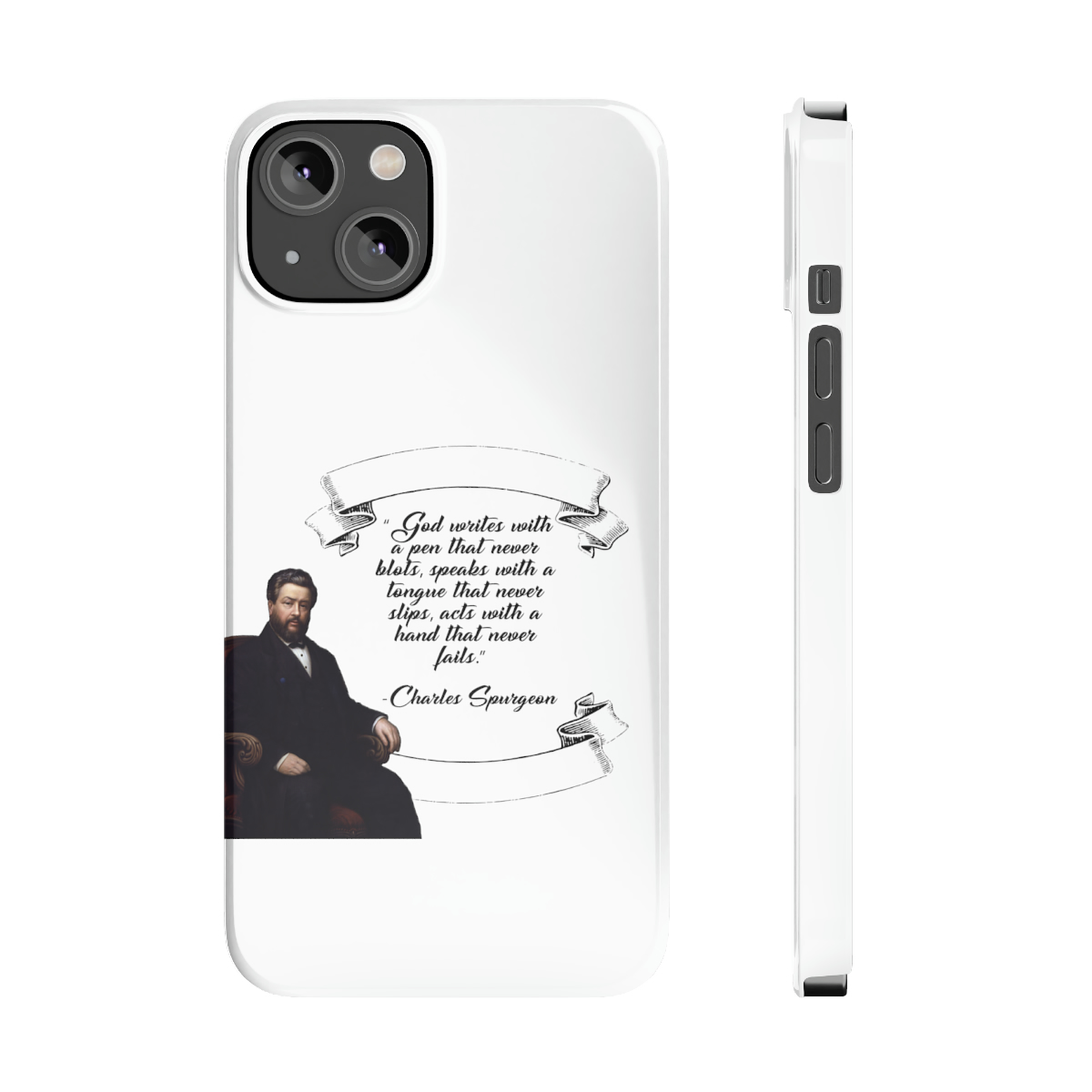Spurgeon - God Writes with a Pen that Never Blots - White iPhone Slim Phone Case Options