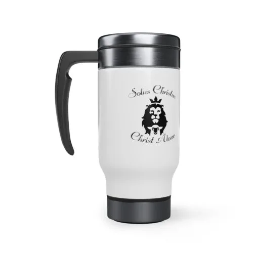 Solus Christus Stainless Steel Travel Mug with Handle, 14oz