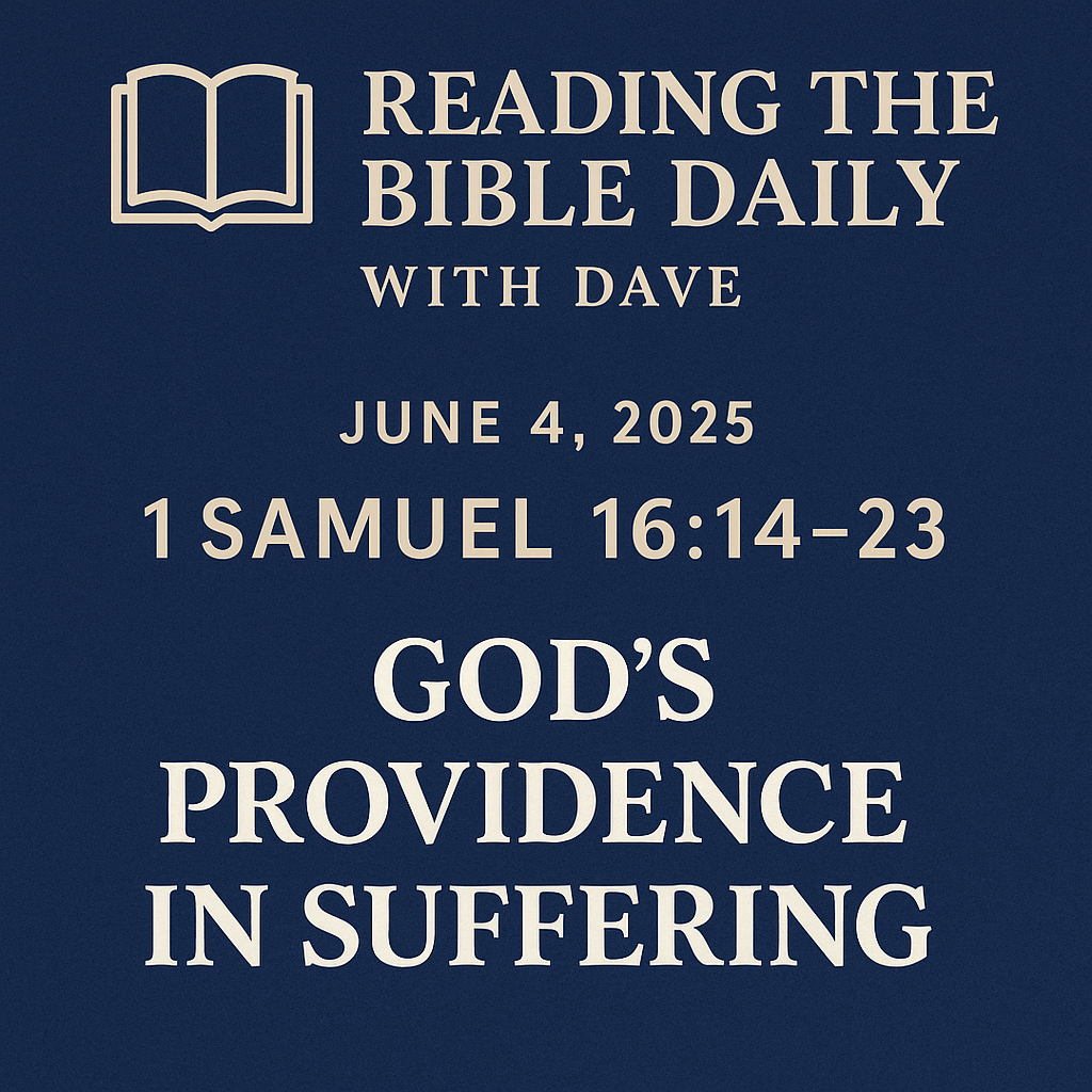 David playing the lyre before King Saul as God's providence unfolds – 1 Samuel 16:14–23