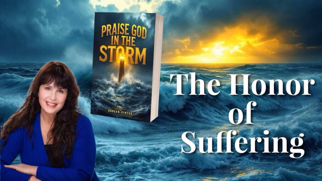A woman standing in the rain with her hands lifted in prayer, symbolizing faith and praise in suffering.