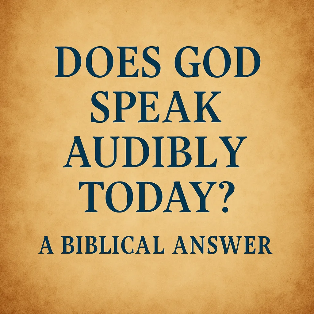 Text graphic with the question “Does God Speak Audibly Today? A Biblical Answer” on a warm parchment background, emphasizing biblical clarity and authority.