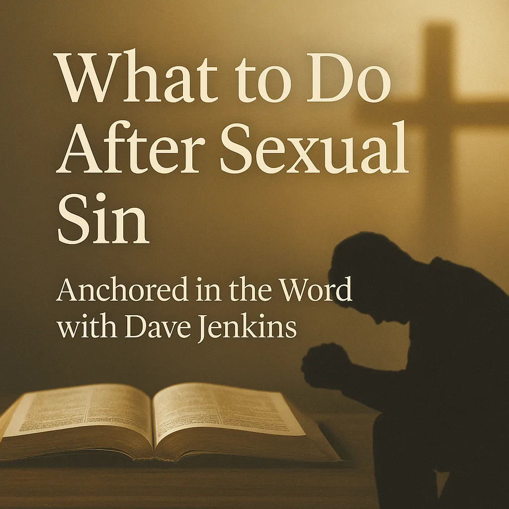 Person kneeling in prayer before a cross with an open Bible, symbolizing repentance and forgiveness after sexual sin.