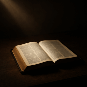 Open Bible under soft light representing the authority of Scripture
