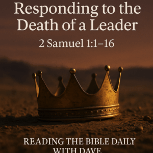 A fallen golden crown resting in the dust, symbolizing the death of King Saul and the humility of David’s response from 2 Samuel 1:1–16.
