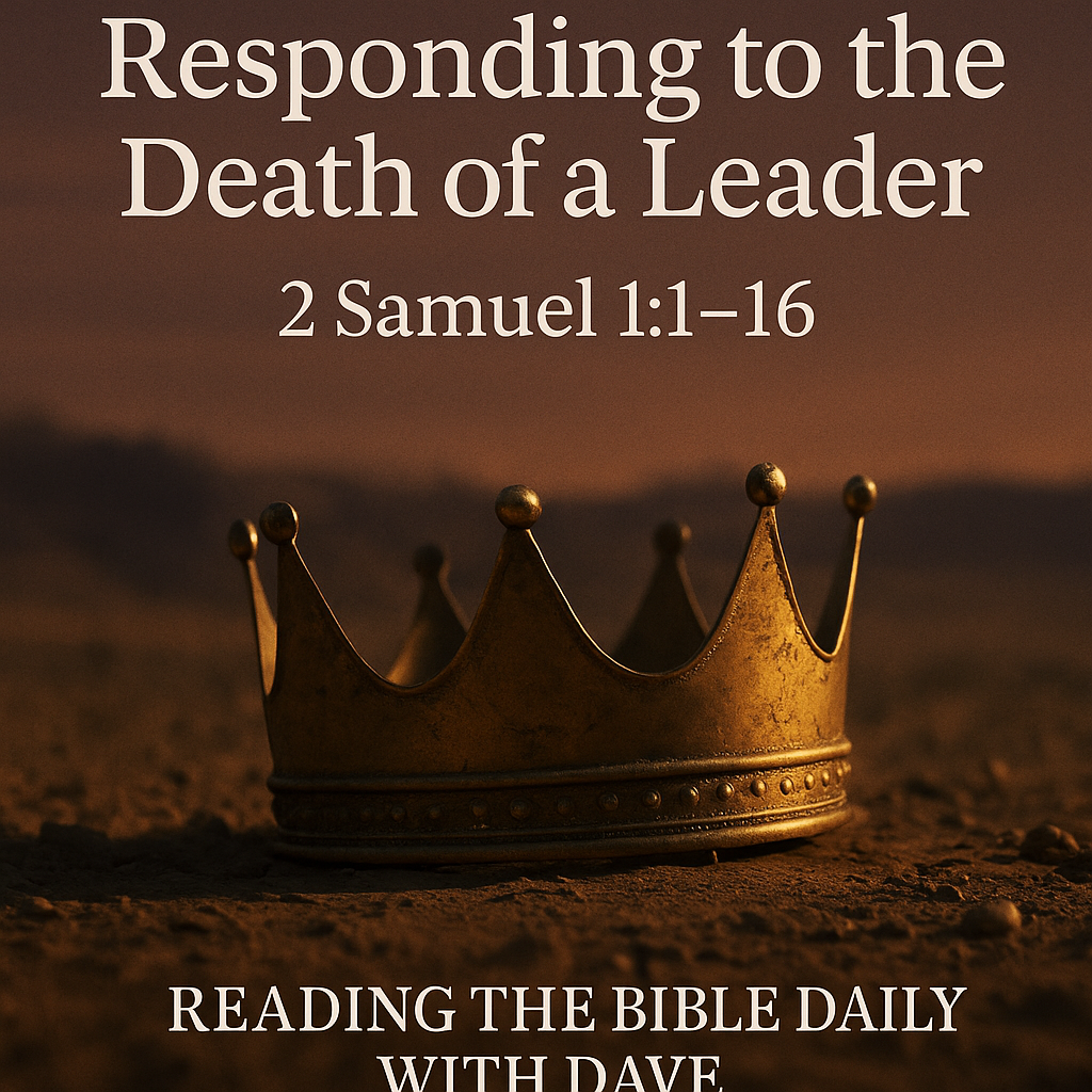 A fallen golden crown resting in the dust, symbolizing the death of King Saul and the humility of David’s response from 2 Samuel 1:1–16.