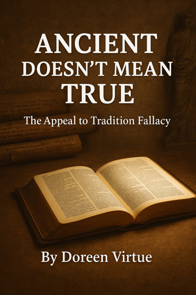 An open Bible glowing in front of aged scrolls and a stone statue, illustrating the danger of trusting ancient teachings over Scripture.
