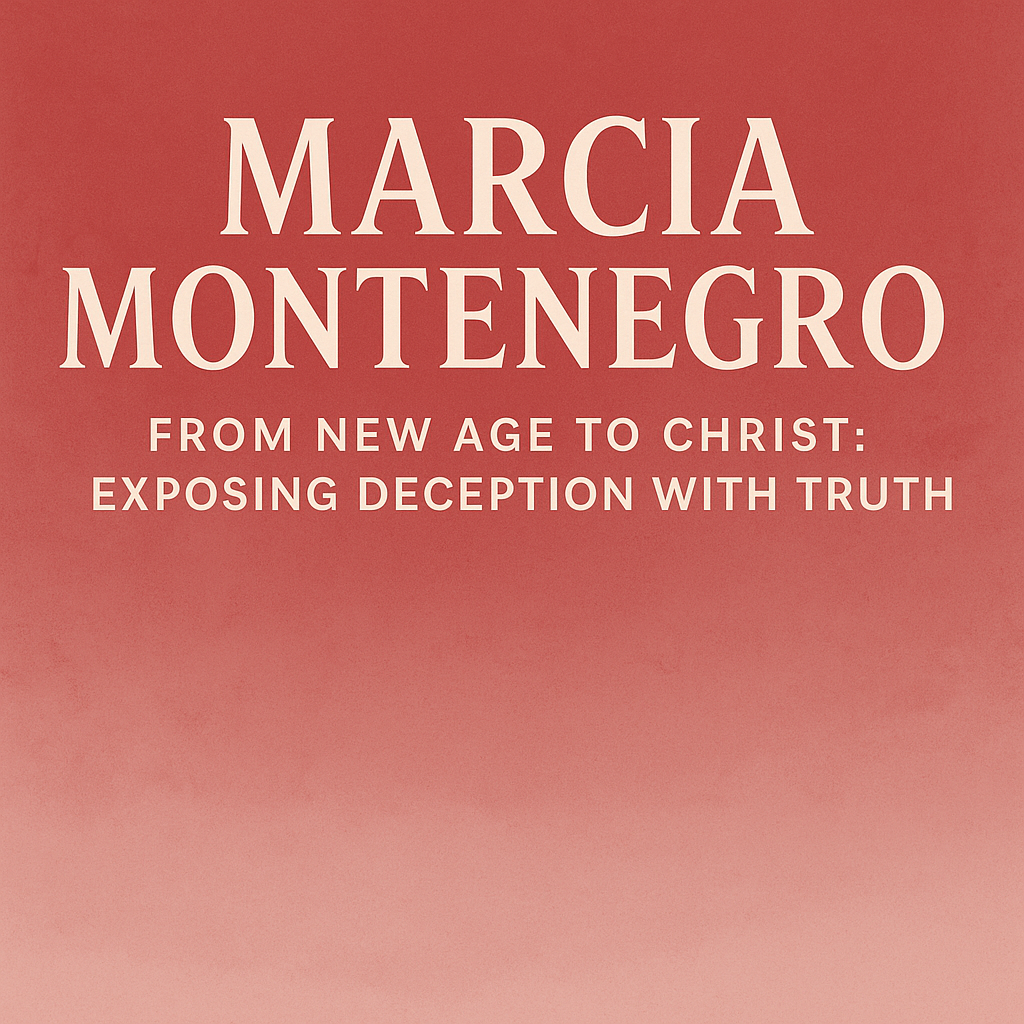 Marcia Montenegro – From New Age to Christ: Exposing Deception with Truth 1 Graphic header displaying the title ‘Marcia Montenegro – From New Age to Christ: Exposing Deception with Truth’ in elegant serif font, over a soft blush and muted red background to reflect Marcia’s testimony and focus on biblical truth.