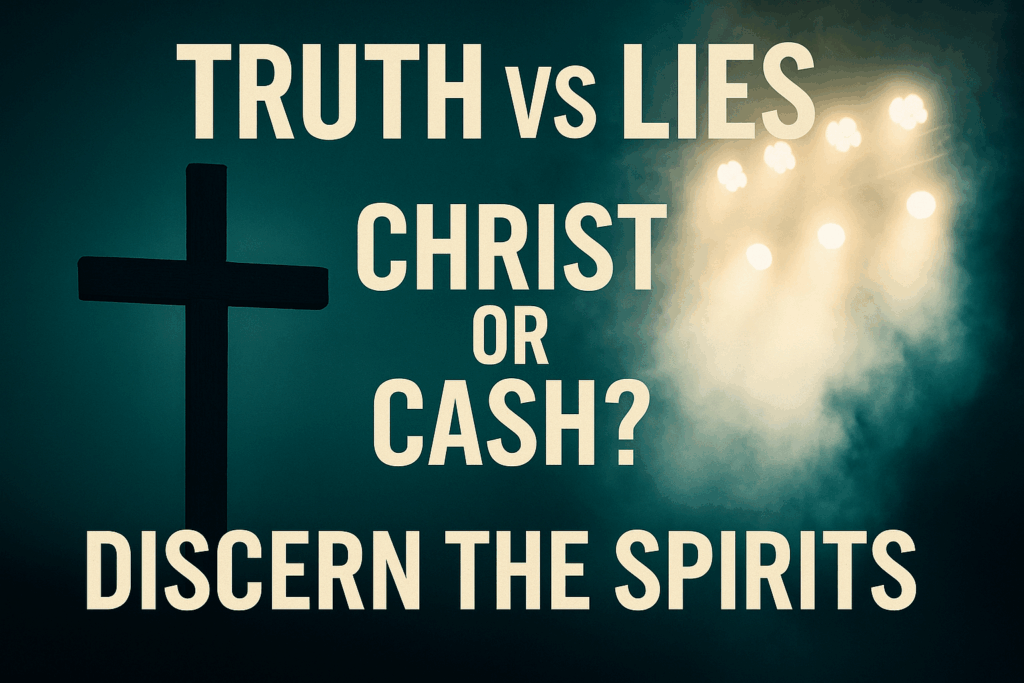 A bold red stamp-style graphic on a dark background with the words “FALSE TEACHING” in distressed block letters, creating a warning-style design meant to caution viewers about deceptive doctrines.