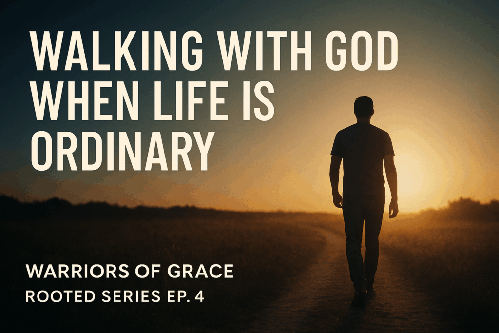 Silhouette of a man walking a simple path with light ahead, symbolizing daily steady faithfulness to God.