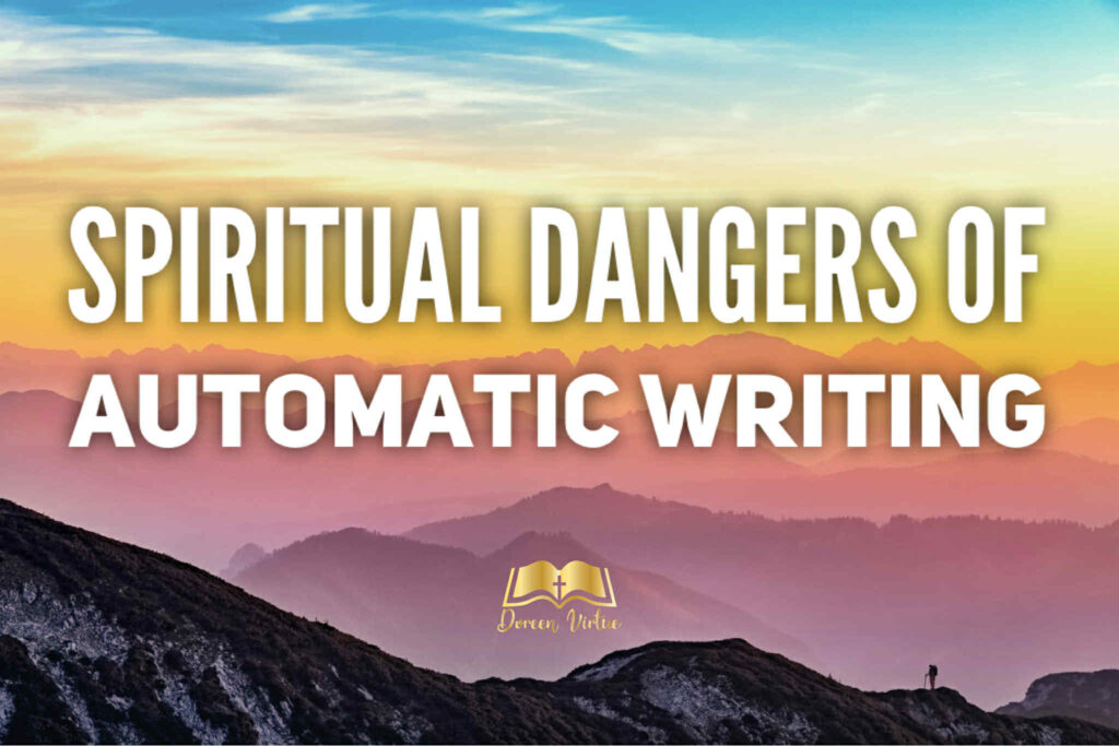 Woman sitting on bed with journal and coffee – contemplating spiritual influence and automatic writing