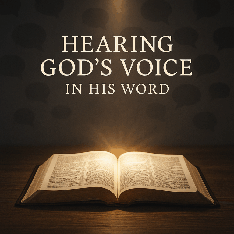 Hand holding a Bible shining with light in darkness, representing God’s Word as the true voice of the Spirit.