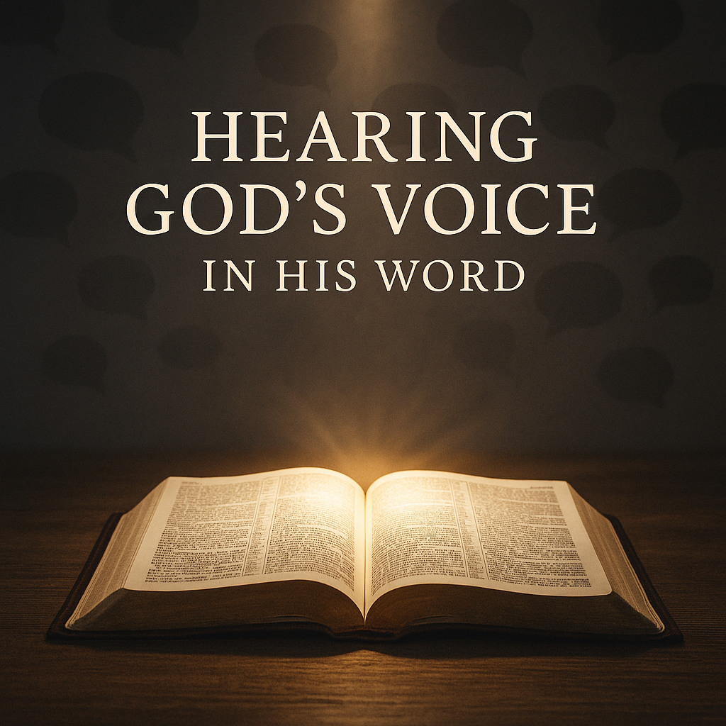 Hand holding a Bible shining with light in darkness, representing God’s Word as the true voice of the Spirit.