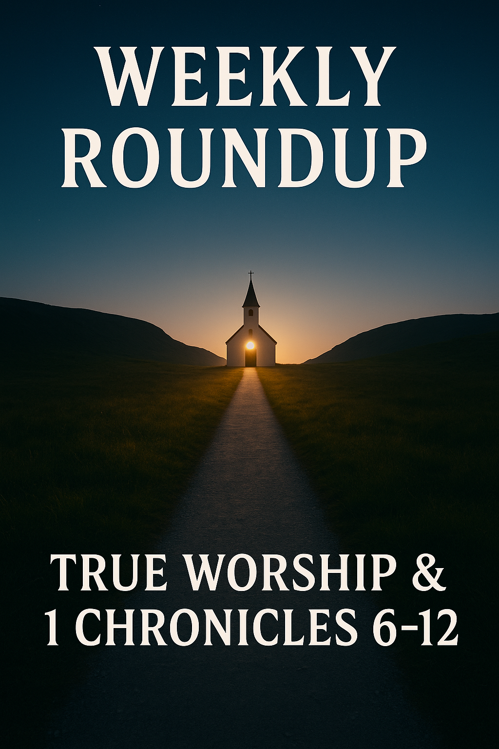 Narrow path leading to a church, symbolizing the believer’s walk in worship and faithfulness.