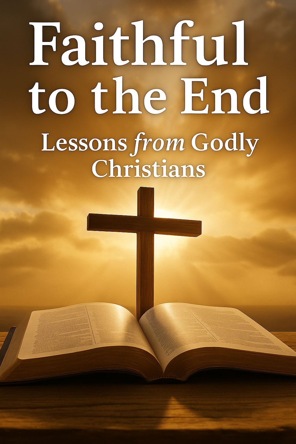 An open Bible and cross under radiant light, symbolizing faithfulness to Christ and hope beyond grief.