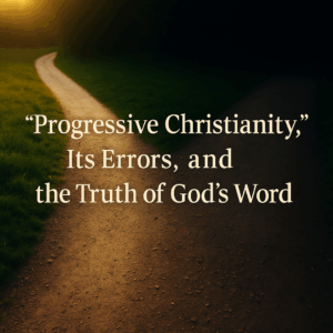 A narrow path leading to light and a wide path fading into shadow, symbolizing biblical truth versus the errors of ‘progressive Christianity.
