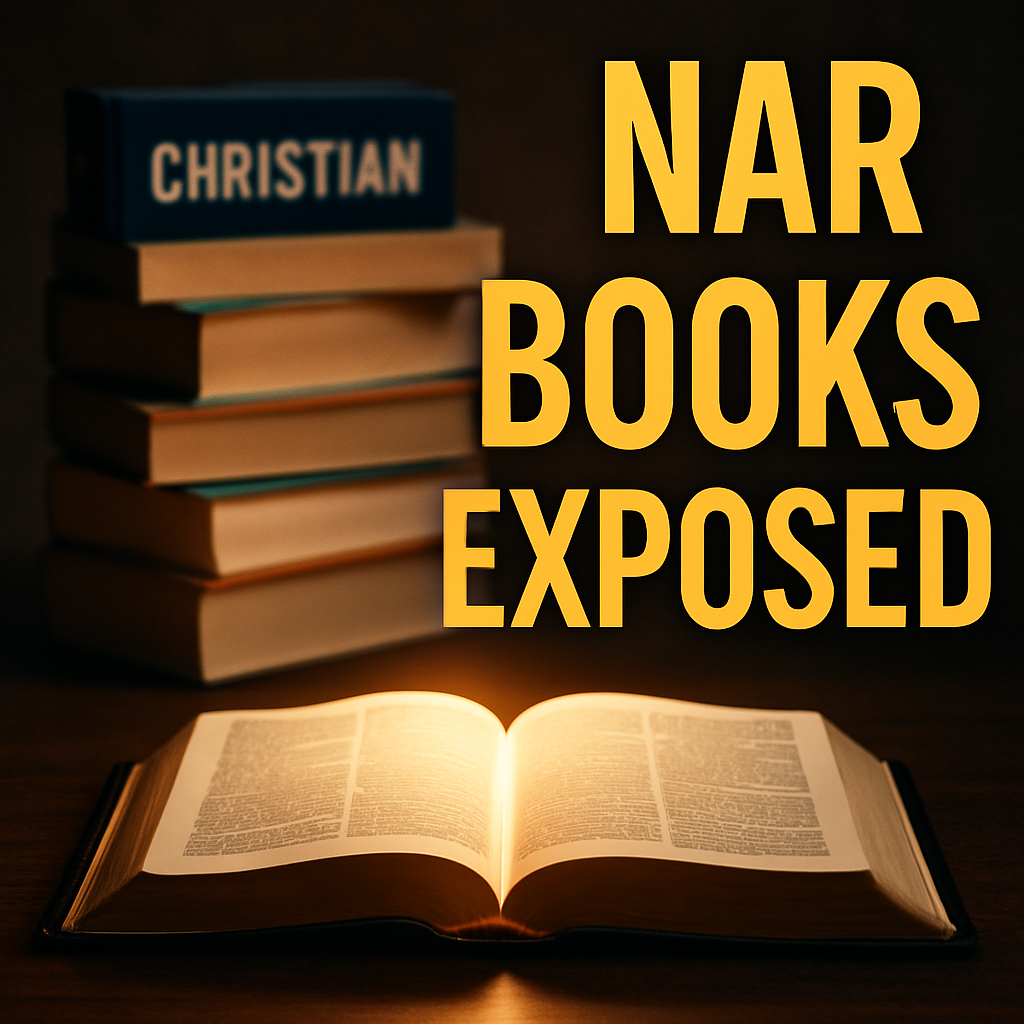 Open Bible shining light on a stack of books, symbolizing biblical discernment over NAR-adjacent publishing.
