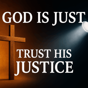 Wooden cross contrasted with bright stage spotlight fading into shadows, symbolizing the difference between Scripture’s truth and entertainment portrayals like The Chosen, and pointing to God’s perfect justice