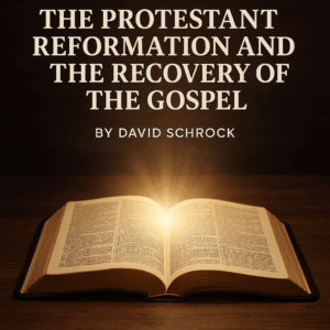 An open Bible glowing with light, symbolizing the authority and sufficiency of God’s Word recovered in the Reformation.