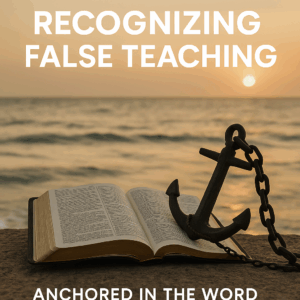 An open Bible resting beside calm ocean waves under morning light, representing discernment and being anchored in truth amid false teaching.