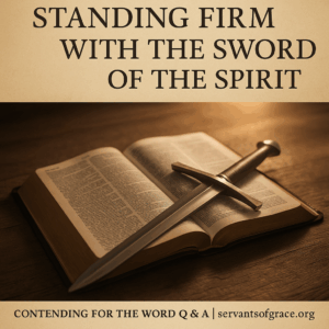 An open Bible with a sword laid across its pages, symbolizing the Word of God as the Sword of the Spirit in Ephesians 6.