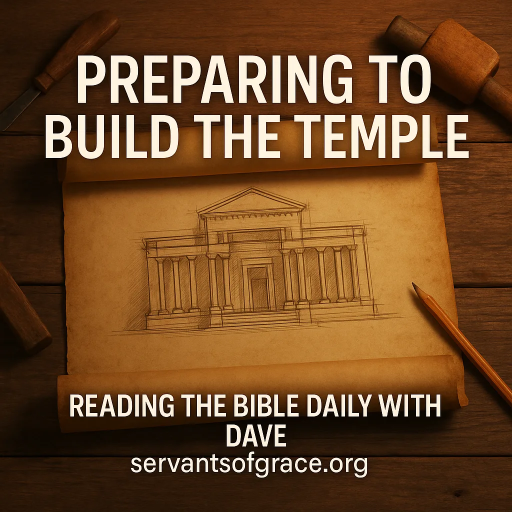 An open scroll with architectural drawings under warm light, symbolizing Solomon’s preparation to build the temple for the glory of God.