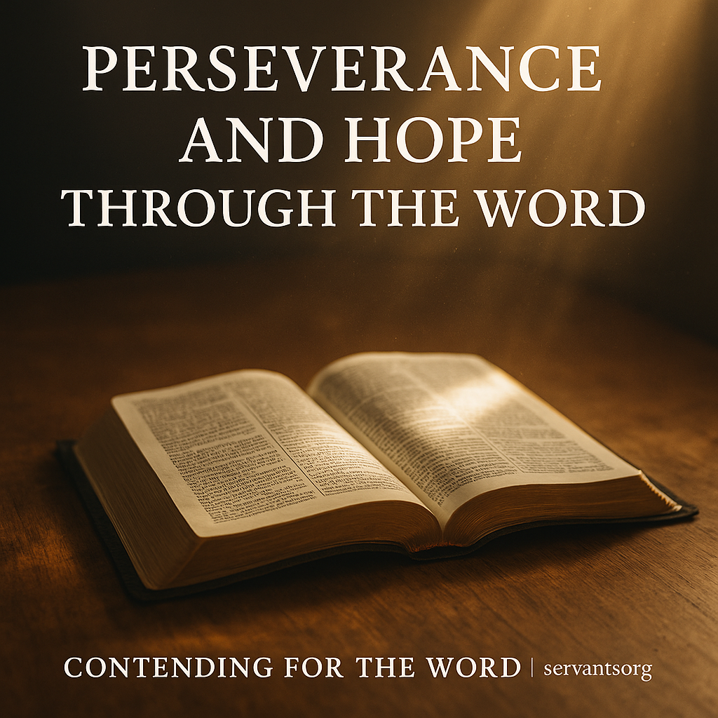An open Bible illuminated by sunlight on a wooden table, symbolizing hope and endurance through God’s Word.