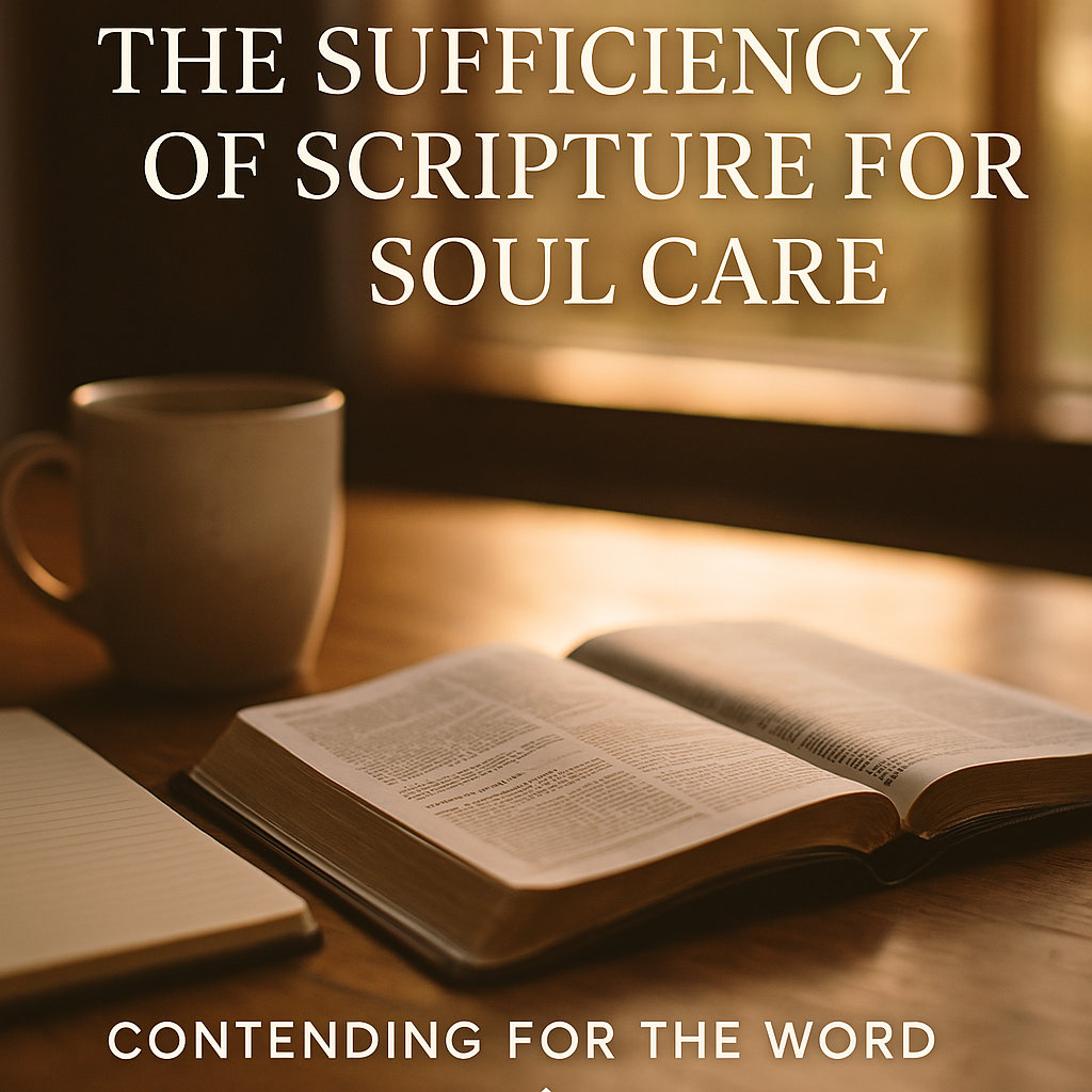 An open Bible beside a calm lake under morning light, symbolizing peace and restoration through God’s sufficient Word.