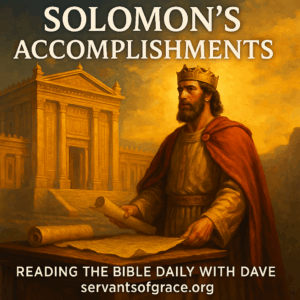 Solomon before the temple surrounded by light, symbolizing wisdom, order, and godly leadership guided by Scripture.