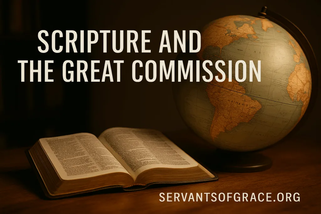 Scripture and the Great Commission 2 Open Bible beside a softly lit globe, representing the call to take God’s Word to all nations.