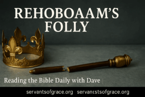 A crown beside a broken scepter symbolizing the fall of Rehoboam’s kingdom through pride and folly