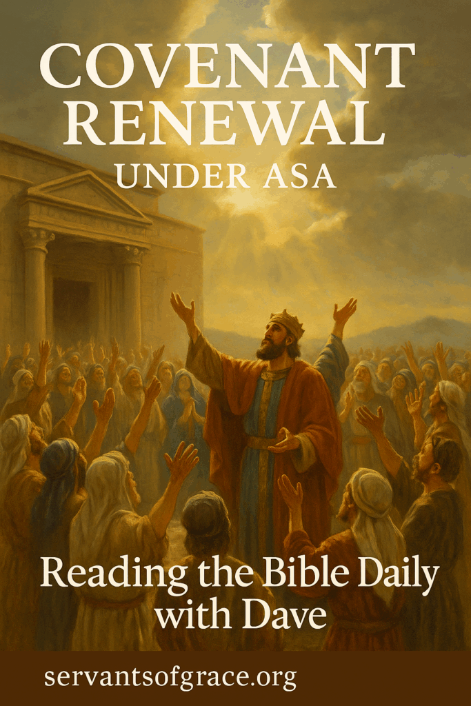 Covenant Renewal under Asa – 2 Chronicles 15 | Oct 31, 2025 1 King Asa and the people of Judah renew their covenant before the Lord in sunlight, symbolizing revival through wholehearted devotion.