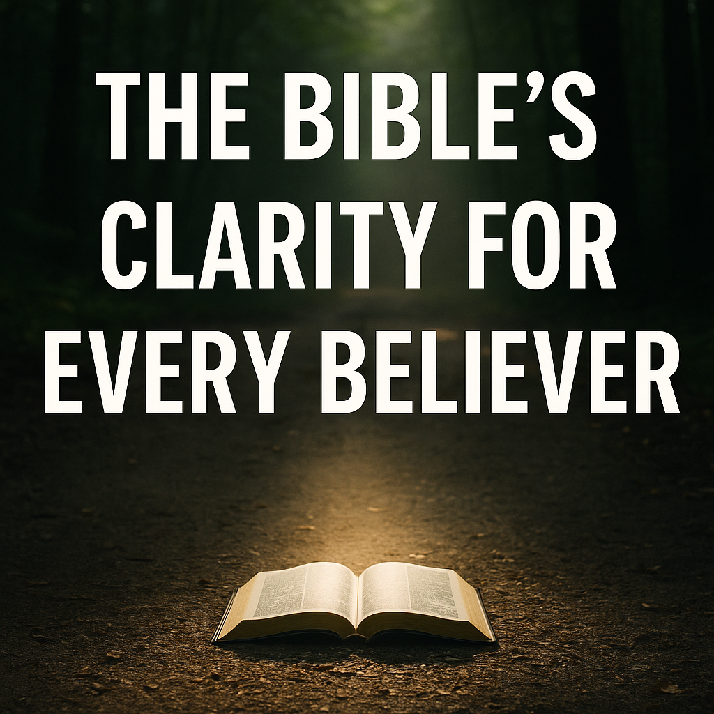 A pathway lit by light shining on a Bible, symbolizing Scripture as a clear guide for believers.