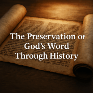 Ancient Hebrew scrolls illuminated by light, symbolizing the preservation of God’s Word across time.