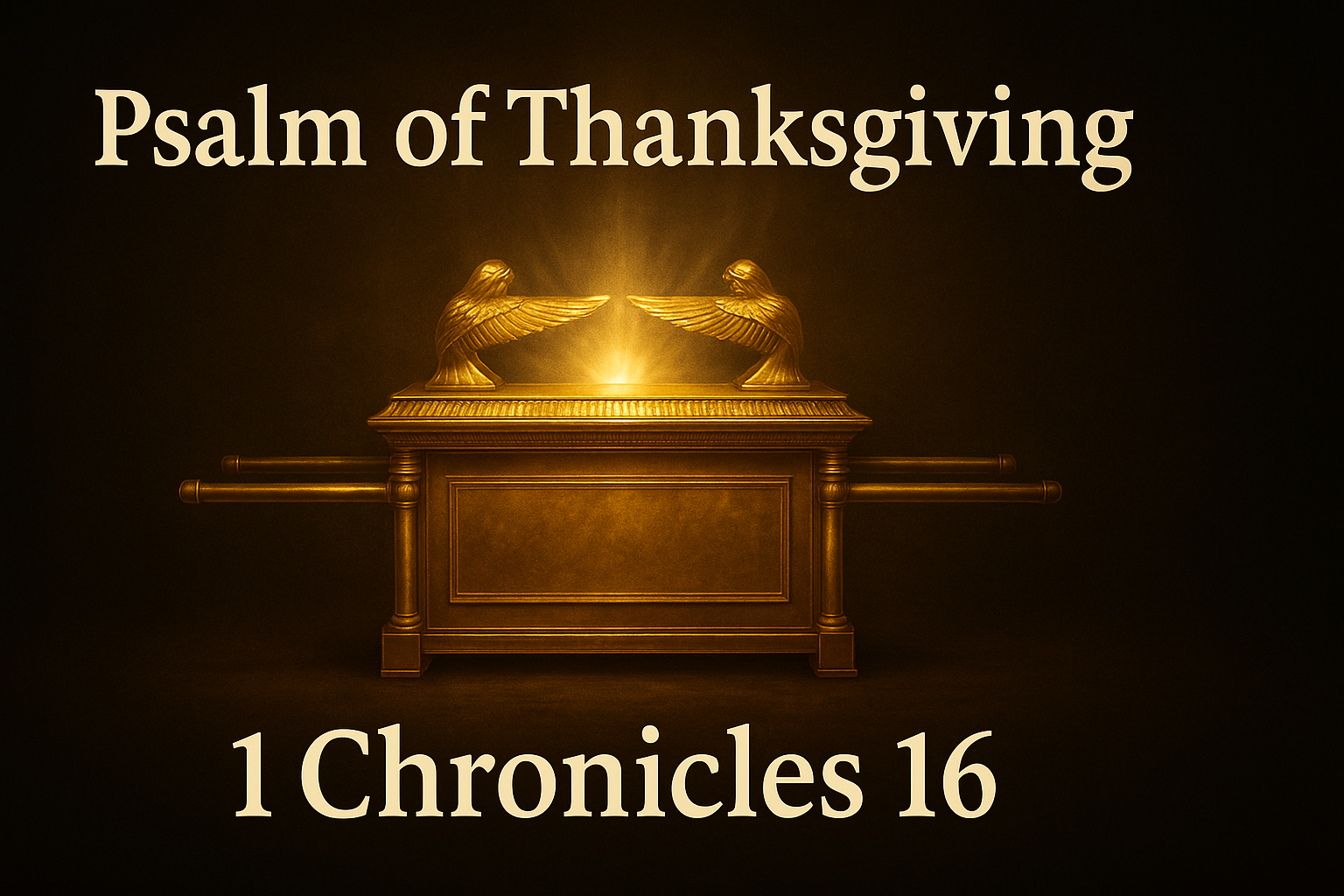 The Ark of the Covenant glowing with golden light, symbolizing God’s presence and thanksgiving.