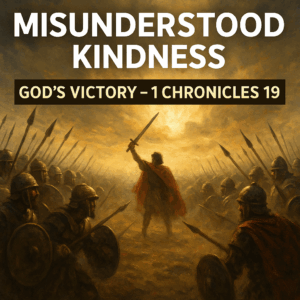 Two armies preparing for battle with light breaking through the sky, symbolizing God’s victory through His king.